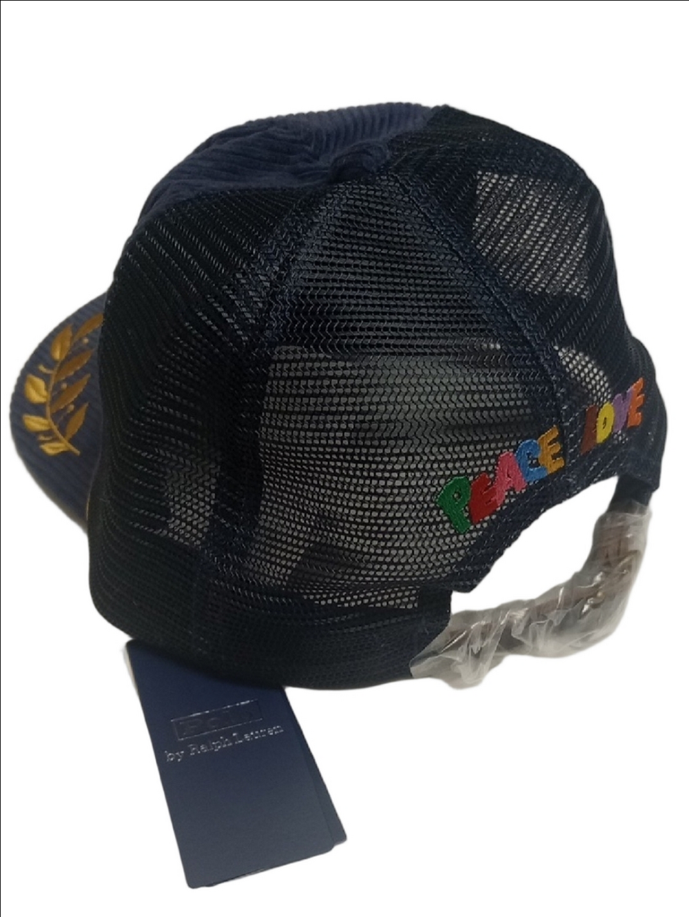 🆕 POLO RALPH LAUREN "PEACE, LOVE" NAVY BLUE CURDOROY MENS SPECIAL EDITION HAT - Picture 5 of 10